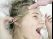 hothotkira Facial show with little blonde in pantyhose