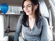 kristymack Cute online baby is playing with pussy in car